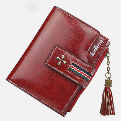 Short Bifold Wallet Retro Multi Slot Women Leather Purse