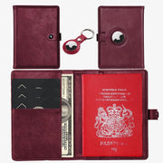Apple Wallet For Travel Leather Passport Holder With Airtag Slot