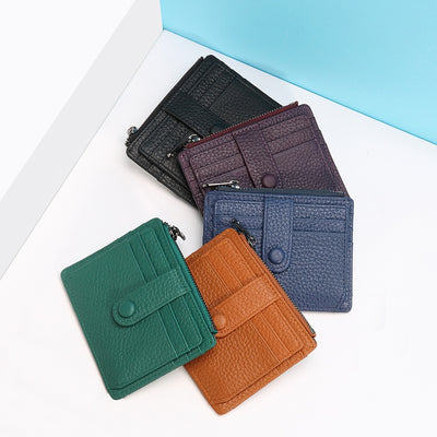 Slim Card Case Front Pocket Wallet Women Credit Card Holder with Keychain