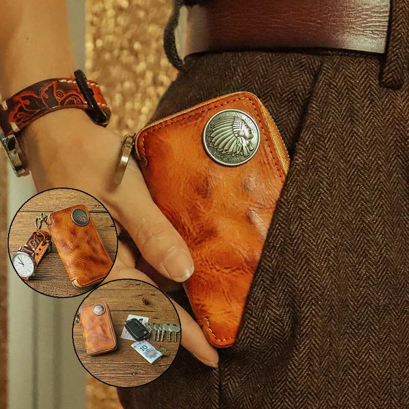 Leather Wallet For Men Waist Wear Multi Functional Key Purse