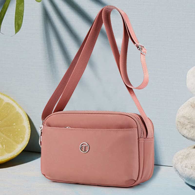 Triple Zip Small Crossbody Purse for Women Lightweight Casual Shoulder Bag