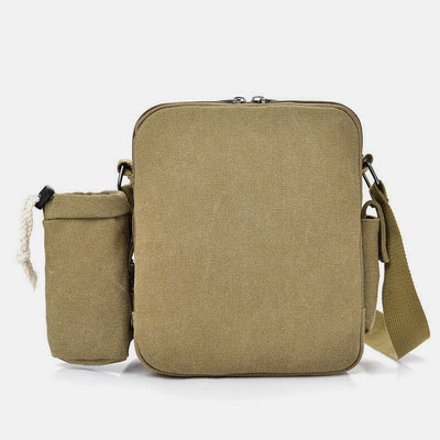 Vintage Canvas Crossbody Bag for Men Multifunctional Daypack Shoulder Bag