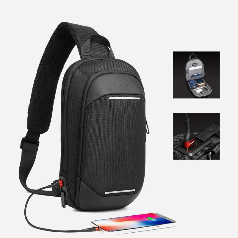 Sling Bag For Men Business USB Charging Crossbody Chest Bag