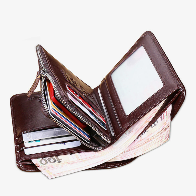 Solid RFID Genuine Leather Wallet Organizer Purse