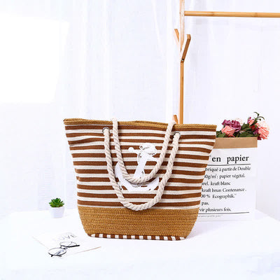 Tote Bag for Women Large Capacity Stripe Beach Bag Shoulder Bag