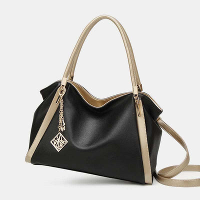 Women's Large Leather Zipper Shoulder Tote Top Handle Handbag