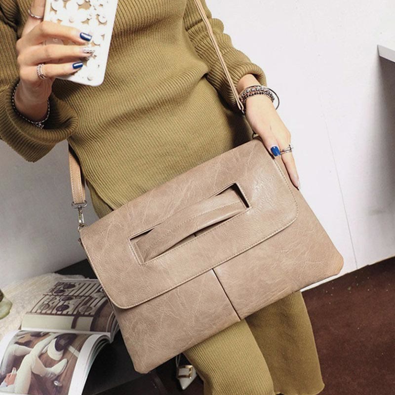 Vegan Leather Shoulder Bag Clutch For Women Fashion Handbag with Crossbody Strap