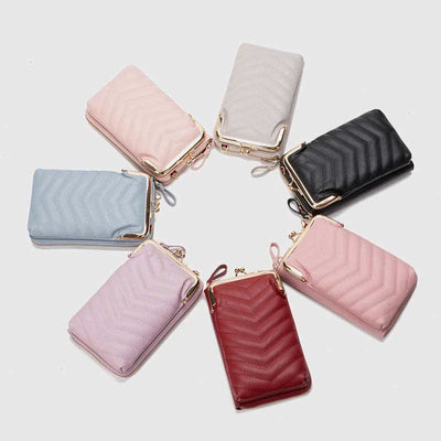 Small Crossbody Cell Phone Purse for Women Leather Quilted Wallet Case