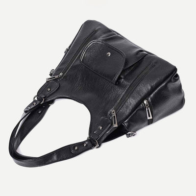 Double Large Compartment Tote Hobo Bag Leather Handbag with Crossbody Strap