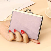 Genuine Leather Small Wallet Kiss Lock Change Coin Purse Card Holder