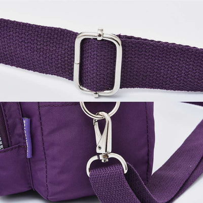 Handbag for Women Purple Nylon Lightweight Shopping Zipper Crossbody Bag