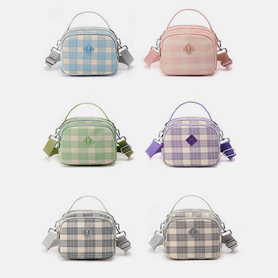 3 Layer Crossbody Bag for Women Lightweight Plaid Printed Shoulder Bag