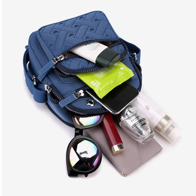 Multi-pocket Casual Nylon Purse Women Crossbody Bag with Earphone Hole