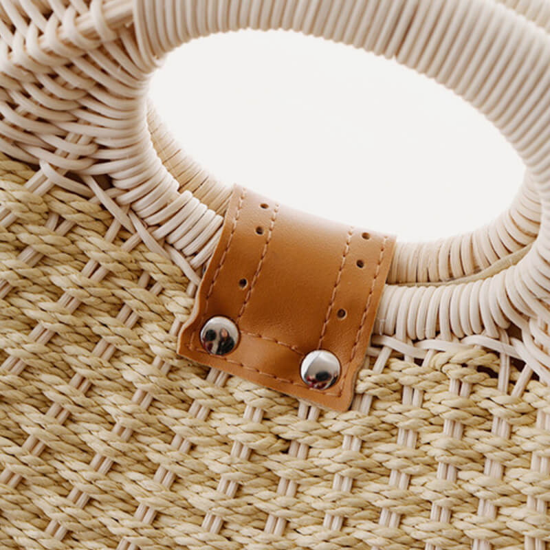 Casual Rattan Round Handbag