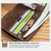 RFID Blocking Real Leather Wallet Zip Around Bifold Wallet