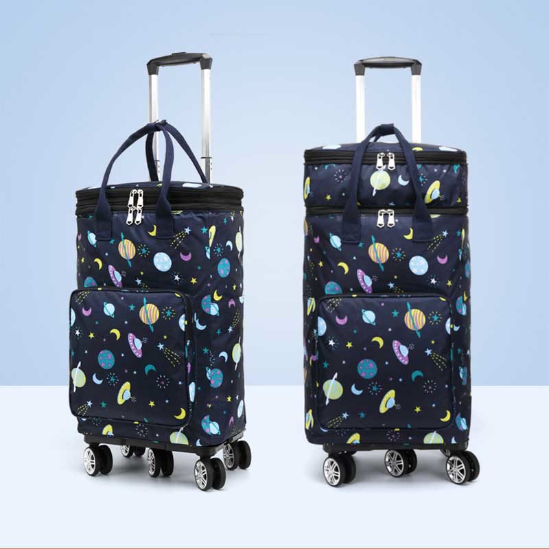 Telescopic Rod Rolling Tote Bag Folding Heat Preservation Shopping Cart