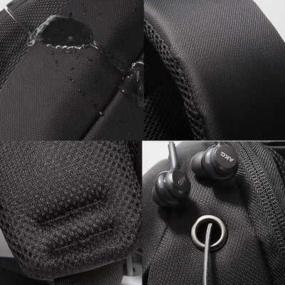 Anti-theft Reflective Sling Bag Men One-Shoulder Backpack with USB Charging Port