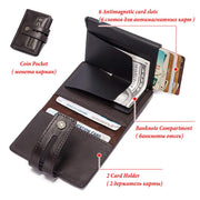 Genuine Leather Mens RFID Blocking Wallet Quick Access Card Holder