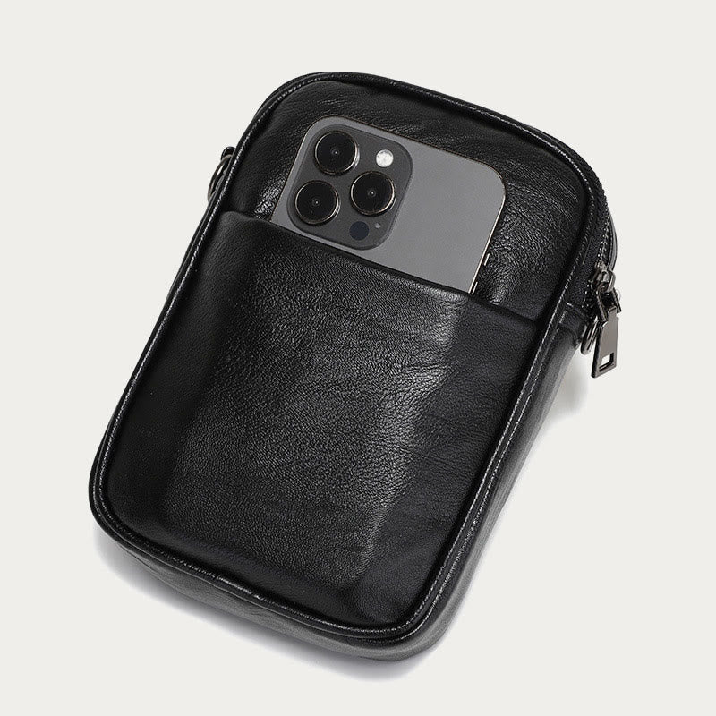 Mini Phone Bag For Men Outdoor Riding Leather Crossbody Bag