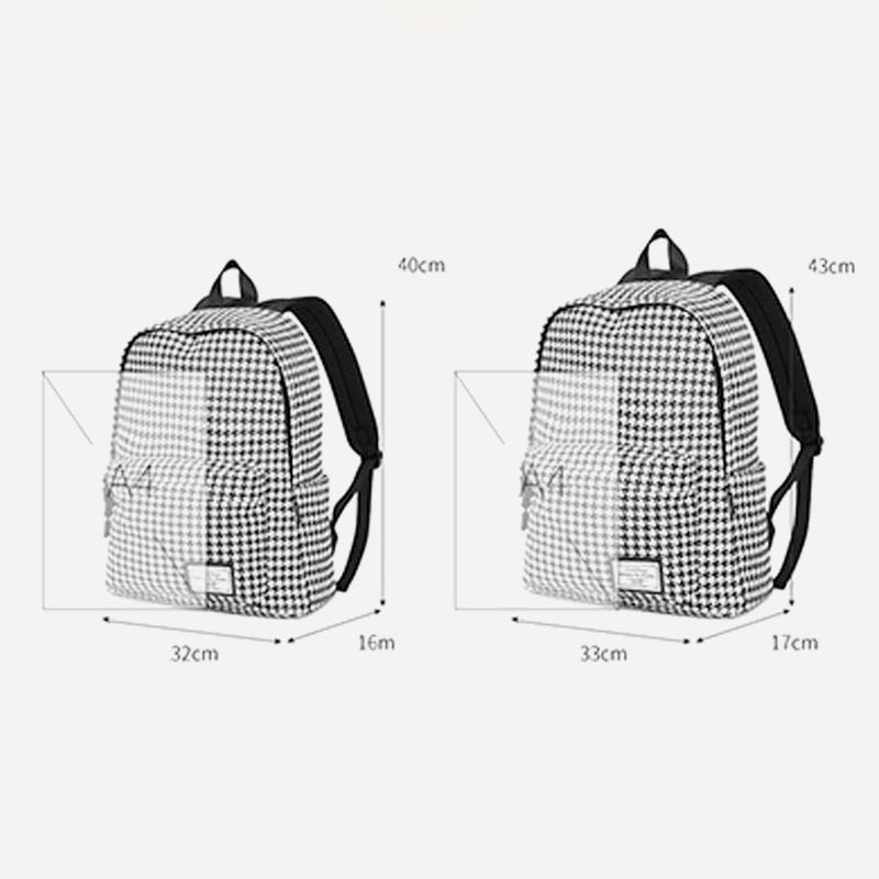 Houndstooth Print Rucksack College School Backpack Women Travel Daypack Fit 15.6" Laptop