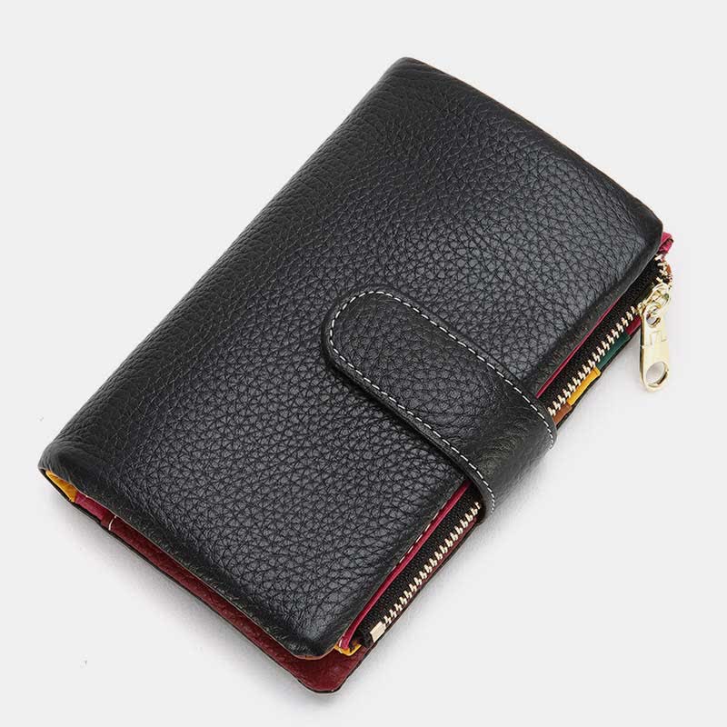 Multi-Slot Real Leather Wallet for Women RFID Blocking Bifold Compact Wallet