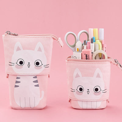 Cute Cat Pattern Appealable Canvas Daily Pencil Case Storage Bag