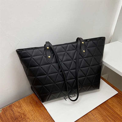 Large Capacity Tote Bags Quilted Leather Shoulder Bag Ladies Handbag