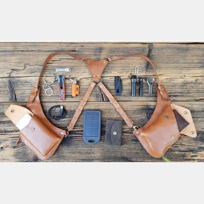 Mens Adjustable PU Leather Underarm Shoulder Holster Bag Outdoor Travel Wallet