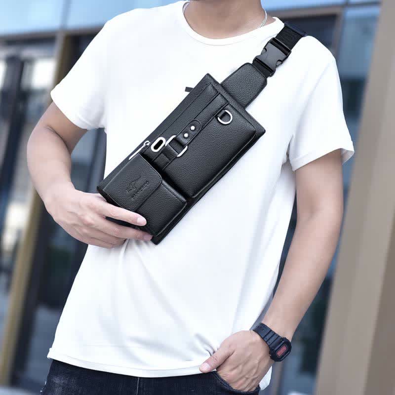 Waist Bag for Men Leather Sling Bag for Hiking Running Travel