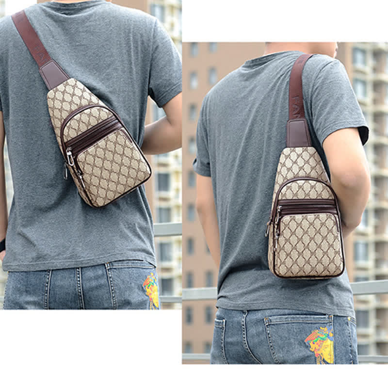 Leather Crossbody Bag Shoulder Sling Bag Casual Chest Bags for Men