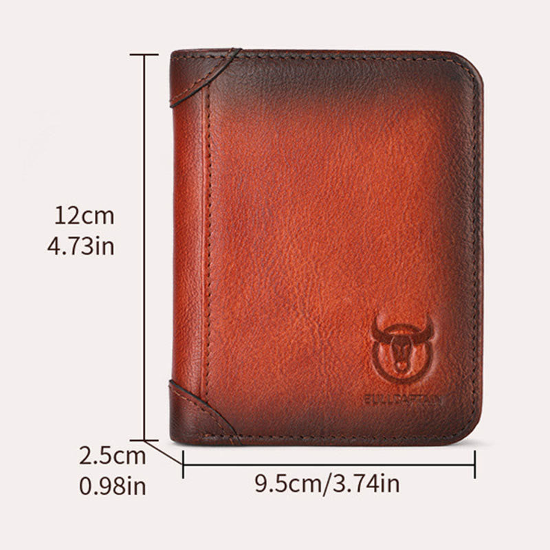 Wallet For Men Genuine Leather Vertical Multiple Slot Short Purse