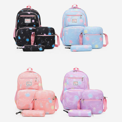 Backpack For Kids School Three-Piece Light Color Print Daypack