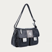Crossbody Bag For Women Simple Black Leather Shoulder Bag