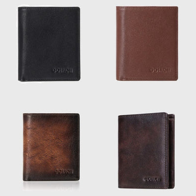 Men Vertical Wallet RFID Blocking Bifold Leather Gentle Purse