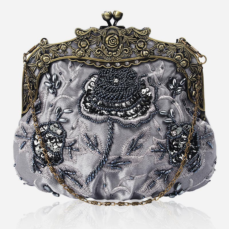 Sequin Evening Bag Flowers Embroideried Elegant Clutch For Women