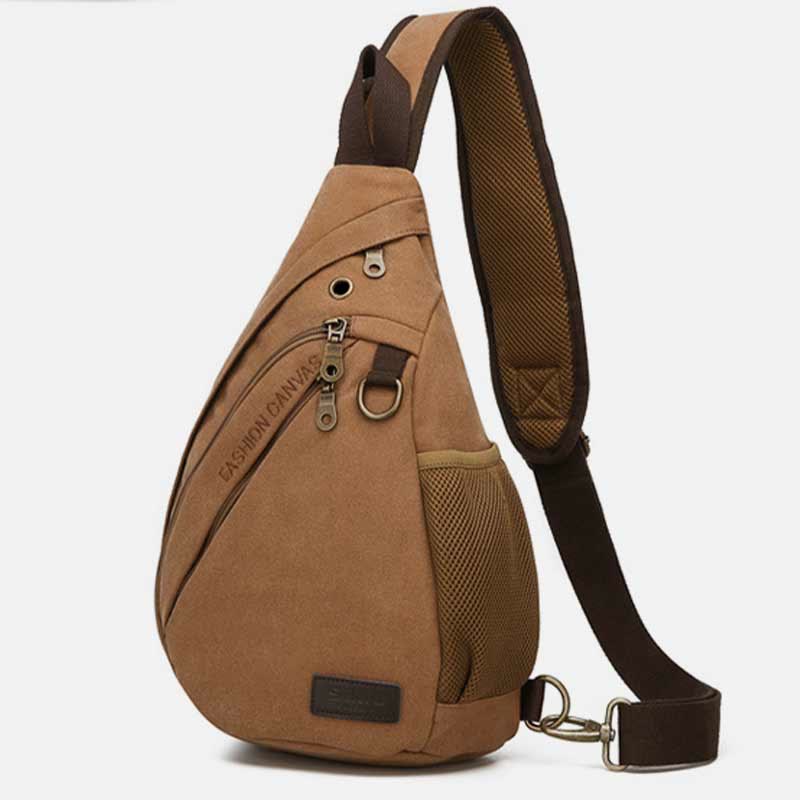 Canvas Chest Bag Men Minimalist Travel Large Sling Bag