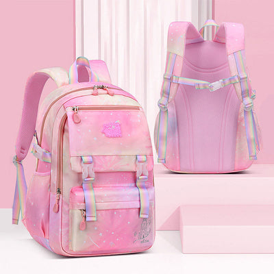 Backpack For Kids Gradient Color Lightweight Large Capacity Daily Schoolbag