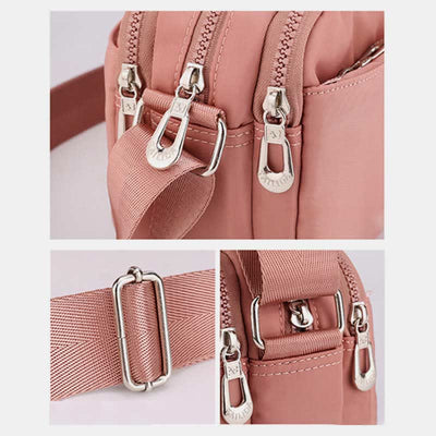 Triple Zip Small Crossbody Purse for Women Lightweight Casual Shoulder Bag