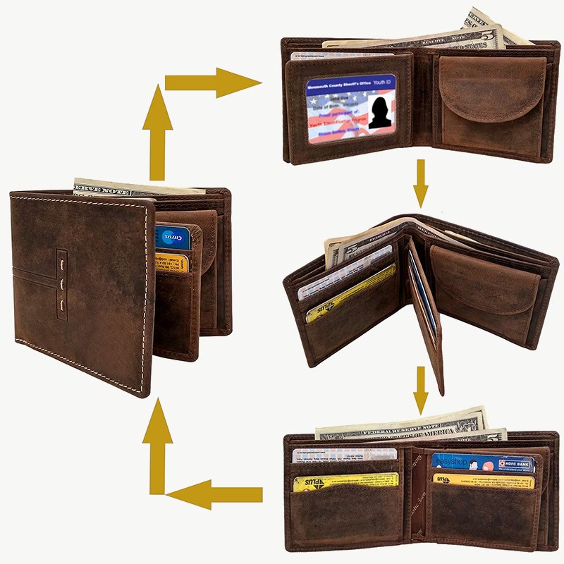 Retro Triple Fold Wallet Mens Thin Leather Coin Purse