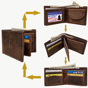 Retro Triple Fold Wallet Mens Thin Leather Coin Purse