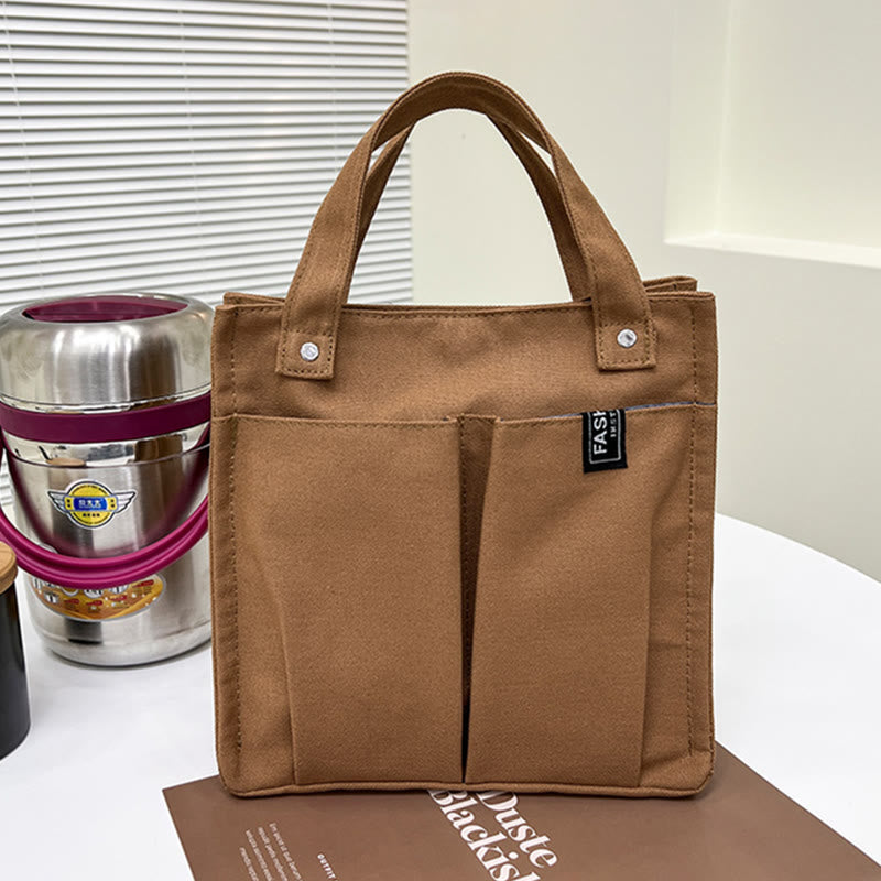 Mini Tote For Women Solid Color Simple Canvas Handbag