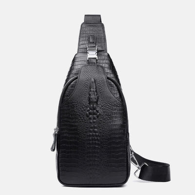 Crocodile Leather Sling Bag Chest Backpack Outdoor Travel Hiking Sports Daypacks