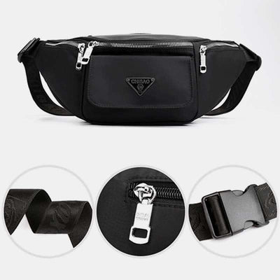 Multi-Pocket Nylon Waist Bag Lightweight Multi-Carry Chest Bag Waist Pack