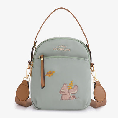 Squirrel Embroidery Oxford Phone Bag For Women Lightweight Crossbody Bag