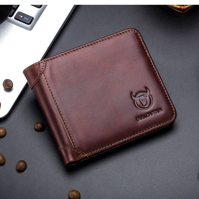 RFID Trifold Genuine Leather Large Capacity Wallet