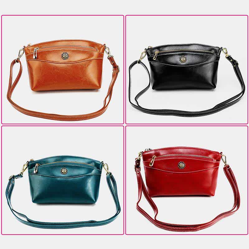 Retro Real Leather Crossbody Bag for Women Roomy Small Phone Bag