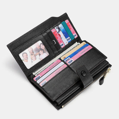 RFID Retro Large Capacity Long Purses With Zipper Pocket