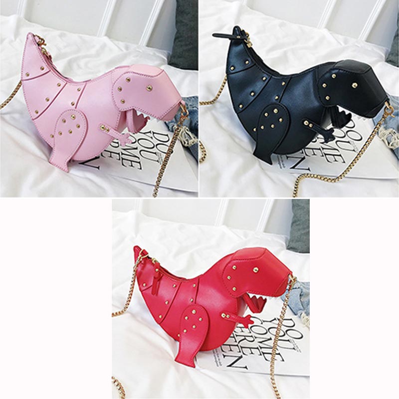 Women Mini Crossbody Bag Cute Dinosaur Shape Chain Strap Crossbody Shoulder Bag