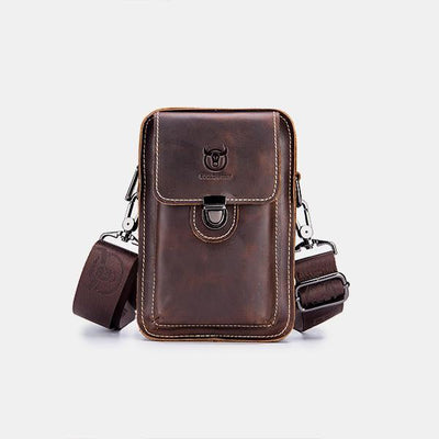 Genuine Leather Multifunctional Waist Messenger Bag with Belt Loop