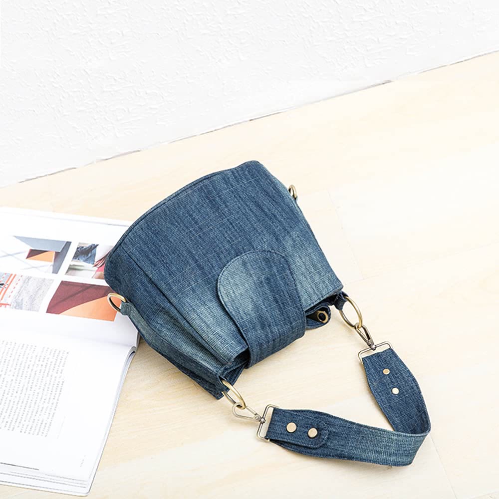 Denim Underarm Bucket Bag For Women Large Top Handle Bag